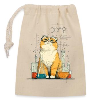 Chemical cat in the laboratory - Closable cotton gift bag (14x20cm) - nature - Front