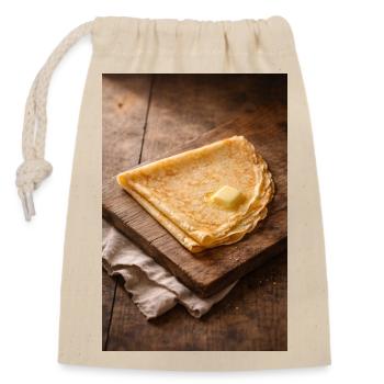 Knusprige Crepes mit Butter - Verschließbarer Geschenkbeutel aus Baumwolle (14x20cm) - Natur - Vorne