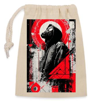 Masque à gaz de style géométrique - Sac cadeau en coton avec cordon (14 x 20 cm) - nature - Devant