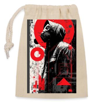 Rote Graffiti-Gasmaske - Verschließbarer Geschenkbeutel aus Baumwolle (14x20cm) - Natur - Vorne