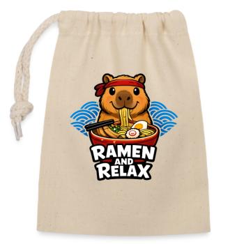 Ramen et détendez-vous - Sac cadeau en coton avec cordon (14 x 20 cm) - nature - Devant