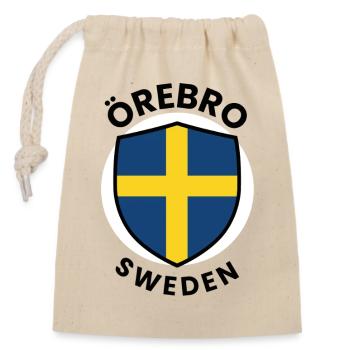 Örebro Schwedens Schildflagge - Verschließbarer Geschenkbeutel aus Baumwolle (14x20cm) - Natur - Vorne