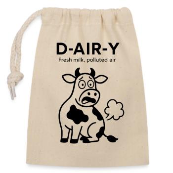 D-Air-Y – Fresh Milk, Polluted Air - Kuh - Verschließbarer Geschenkbeutel aus Baumwolle (14x20cm) - Natur - Vorne