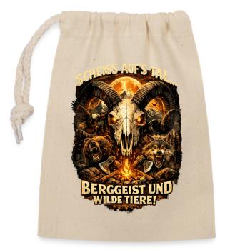 Mountain spirit and wild animals - Closable cotton gift bag (14x20cm) - nature - Front