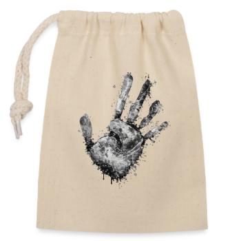 Empreintes de main en poudre en niveaux de gris - Sac cadeau en coton avec cordon (14 x 20 cm) - nature - Devant