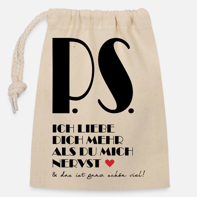 Je t’aime plus que tu ne m’agaces - Sac cadeau en coton avec cordon (14 x 20 cm) - nature