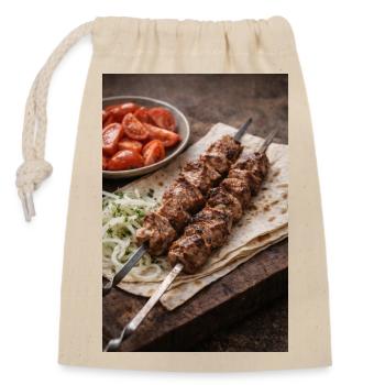 Schaschlik - Verschließbarer Geschenkbeutel aus Baumwolle (14x20cm) - Natur - Vorne