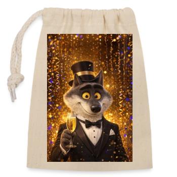 Loup élégant en Soirée  - Sac cadeau en coton avec cordon (14 x 20 cm) - nature - Devant