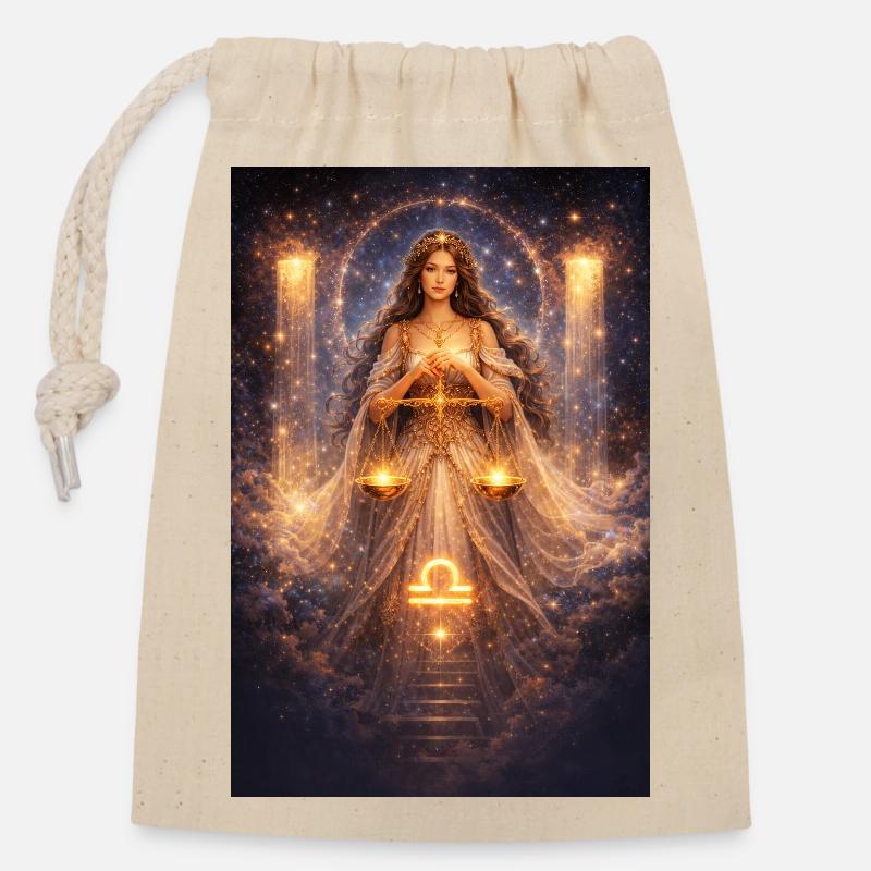 Balance - Sac cadeau en coton avec cordon (14 x 20 cm) - nature
