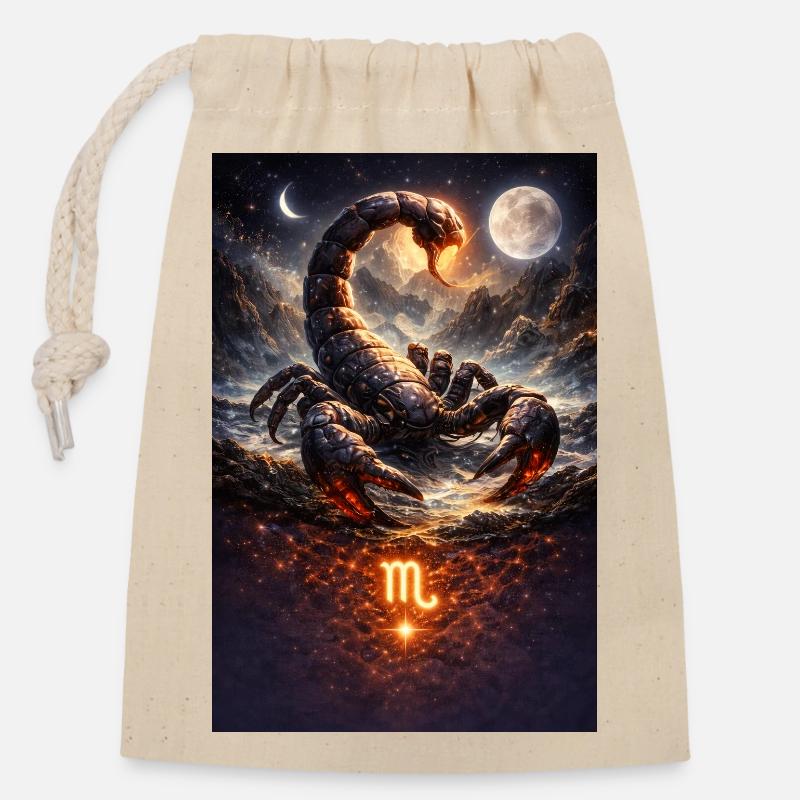 Scorpion - Sac cadeau en coton avec cordon (14 x 20 cm) - nature