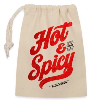 Chaud et épicé - Sac cadeau en coton avec cordon (14 x 20 cm) - nature - Devant