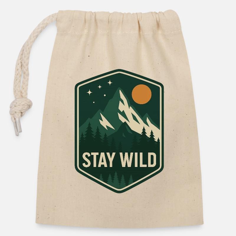Stay Wild Mountain Forest Patch - Closable cotton gift bag (14x20cm) - nature