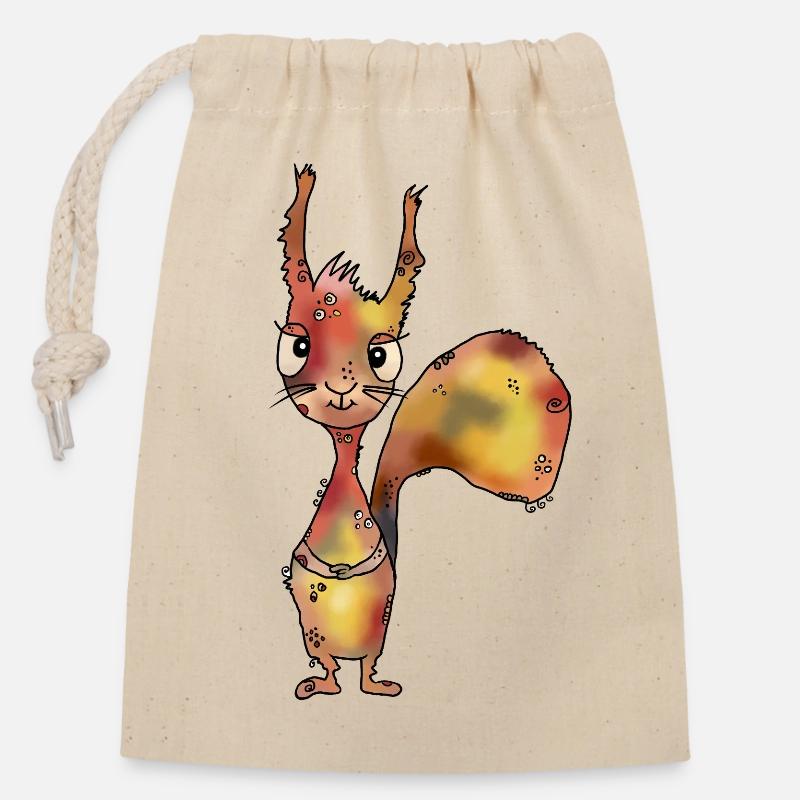 lustiges_Eichhoernchen - Closable cotton gift bag (14x20cm) - nature