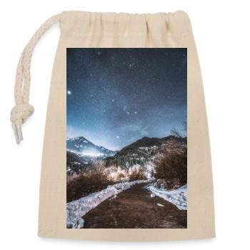 Die Nacht SKy über den Agrafa-Bergen - Verschließbarer Geschenkbeutel aus Baumwolle (14x20cm) - Natur - Vorne