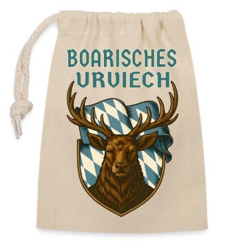 Cerf bavarois dans les armoiries / Bovins primitifs bavarois - Sac cadeau en coton avec cordon (14 x 20 cm) - nature - Devant