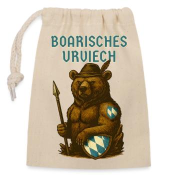 Bavarian Bear Bavarian Primordial Cattle - Closable cotton gift bag (14x20cm) - nature - Front