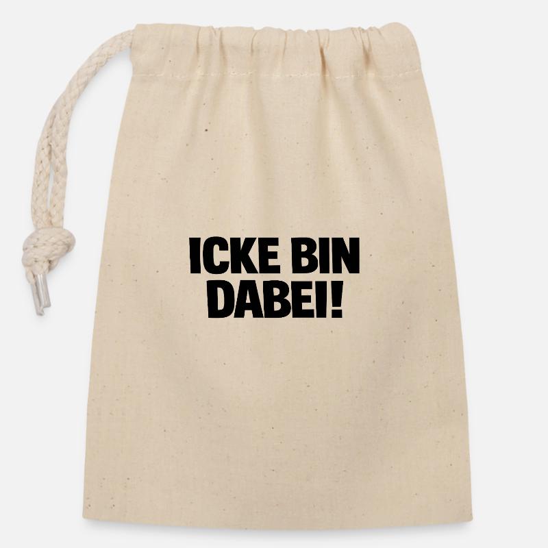 ICKE BIN DABEI! Berliner Style - Verschließbarer Geschenkbeutel aus Baumwolle (14x20cm) - Natur