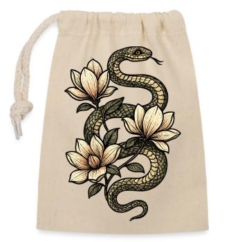 Snake & Magnolia Nature Tattoo - Closable cotton gift bag (14x20cm) - nature - Front