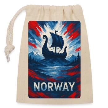 Norwegen Reise Design - Verschließbarer Geschenkbeutel aus Baumwolle (14x20cm) - Natur - Vorne
