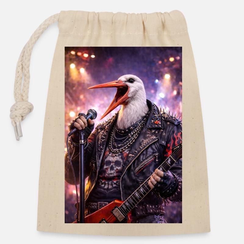 RockyZoo44 - Closable cotton gift bag (14x20cm) - nature