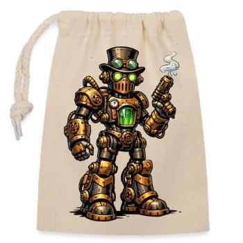 Steampunk Robo avec Noyau Vert - Sac cadeau en coton avec cordon (14 x 20 cm) - nature - Devant
