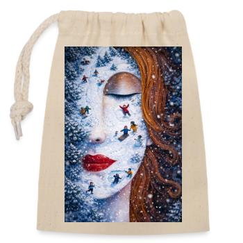 Winterdroom op Huid Miniatuur Sprookje - Sac cadeau en coton avec cordon (14 x 20 cm) - nature - Devant