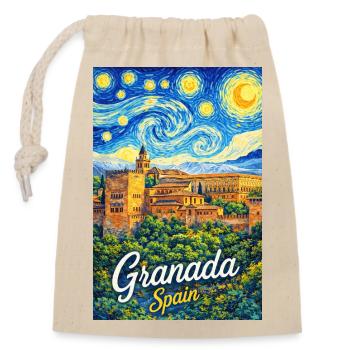 Granada Spain - Verschließbarer Geschenkbeutel aus Baumwolle (14x20cm) - Natur - Vorne