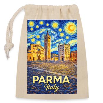 Parma, Italien. - Verschließbarer Geschenkbeutel aus Baumwolle (14x20cm) - Natur - Vorne