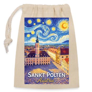 Sankt Pölten, Österreich - Verschließbarer Geschenkbeutel aus Baumwolle (14x20cm) - Natur - Vorne