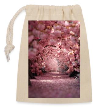 Cherry Blossom Arch Path - Verschließbarer Geschenkbeutel aus Baumwolle (14x20cm) - Natur - Vorne