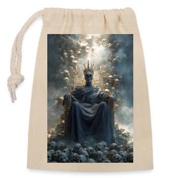 Skull Throne Crowned King - Closable cotton gift bag (14x20cm) - nature - Front