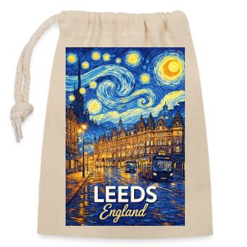 Leeds, England - Closable cotton gift bag (14x20cm) - nature - Front