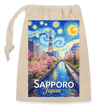 Sapporo, Japan - Closable cotton gift bag (14x20cm) - nature - Front