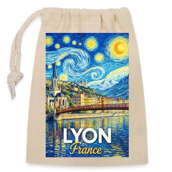 Lyon, France - Closable cotton gift bag (14x20cm) - nature - Front