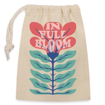 En pleine floraison – Dicton fleur rétro - Sac cadeau en coton avec cordon (14 x 20 cm) - nature - Devant