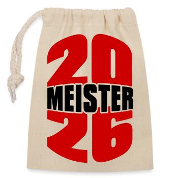 Meister 2026 Meisterschaft - Verschließbarer Geschenkbeutel aus Baumwolle (14x20cm) - Natur - Vorne