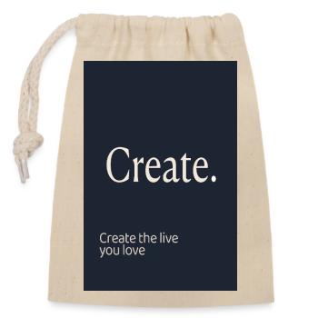 Create. – Minimalist Motivation Design - Verschließbarer Geschenkbeutel aus Baumwolle (14x20cm) - Natur - Vorne
