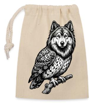 Eurasier | Hurlement - Sac cadeau en coton avec cordon (14 x 20 cm) - nature - Devant