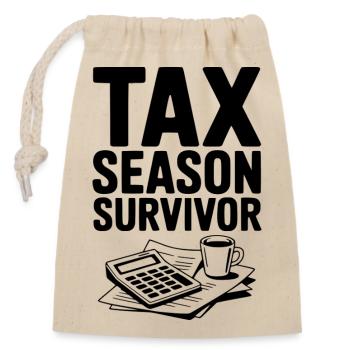 Survivant de la saison des impôts - Sac cadeau en coton avec cordon (14 x 20 cm) - nature - Devant