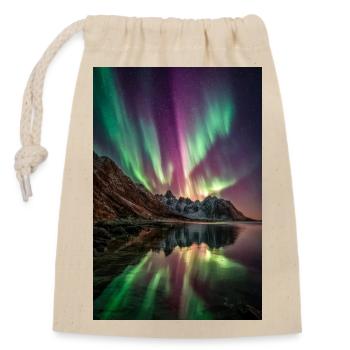 Aurora Peaks Reflexionen - Verschließbarer Geschenkbeutel aus Baumwolle (14x20cm) - Natur - Vorne