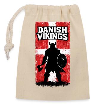 Dänische Wikinger – Wikingerkrieger-Dänische Flagge - Verschließbarer Geschenkbeutel aus Baumwolle (14x20cm) - Natur - Vorne