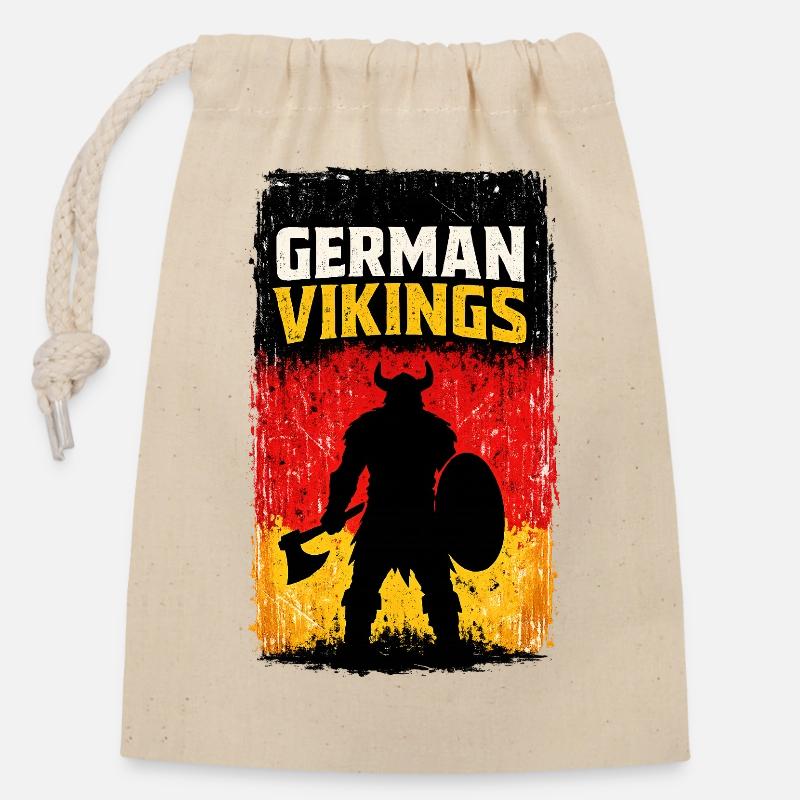 Deutsche Wikinger – Wikingerkrieger-Deutschland-Flagge - Verschließbarer Geschenkbeutel aus Baumwolle (14x20cm) - Natur