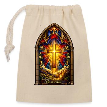 Resurrection He is Risen Easter Jesus - Closable cotton gift bag (14x20cm) - nature - Front