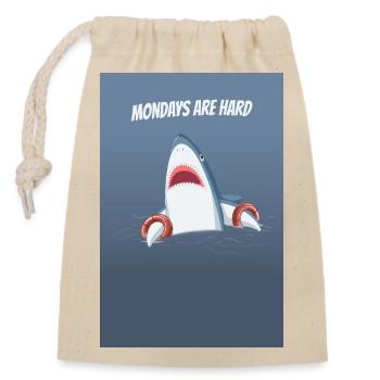 Mondays Are Hard Funny Shark Humor Saying - Closable cotton gift bag (14x20cm) - nature - Front