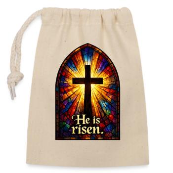 Resurrection He is Risen Easter Jesus - Closable cotton gift bag (14x20cm) - nature - Front