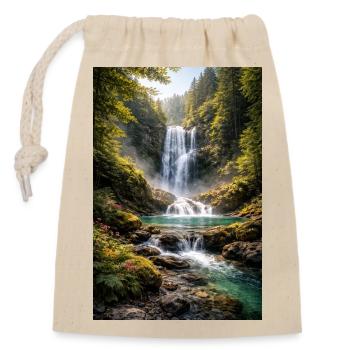 Greenery by the waterfall - Closable cotton gift bag (14x20cm) - nature - Front