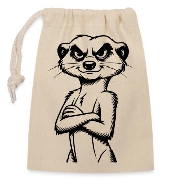 Erdmännchen - Verschließbarer Geschenkbeutel aus Baumwolle (14x20cm) - Natur - Vorne