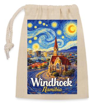 Windhoek Namibia - Verschließbarer Geschenkbeutel aus Baumwolle (14x20cm) - Natur - Vorne