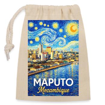 Maputo Mozambique Starry Night - Closable cotton gift bag (14x20cm) - nature - Front