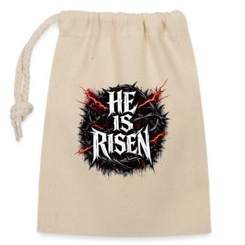 he is risen  - Verschließbarer Geschenkbeutel aus Baumwolle (14x20cm) - Natur - Vorne
